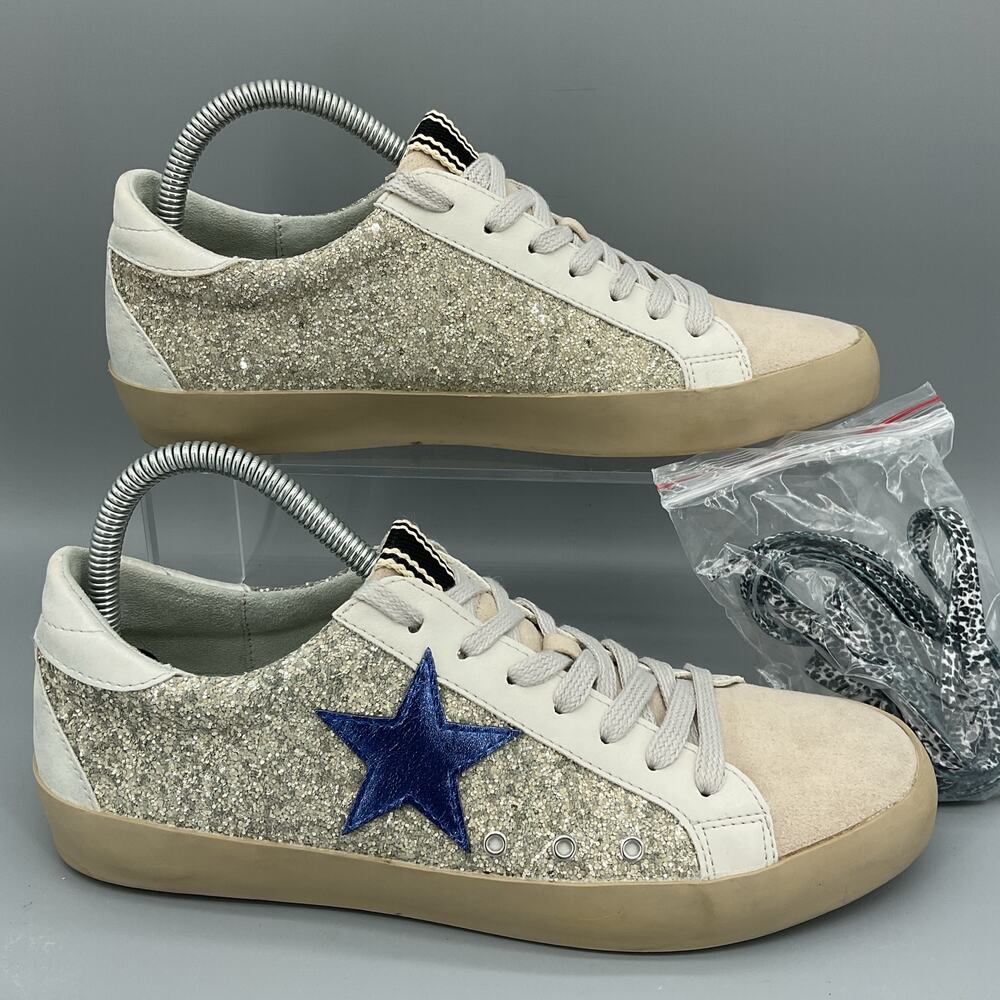 Shu Shop Women’s Pamela Star Pearl Glitter Sneakers Gray Size 9.5